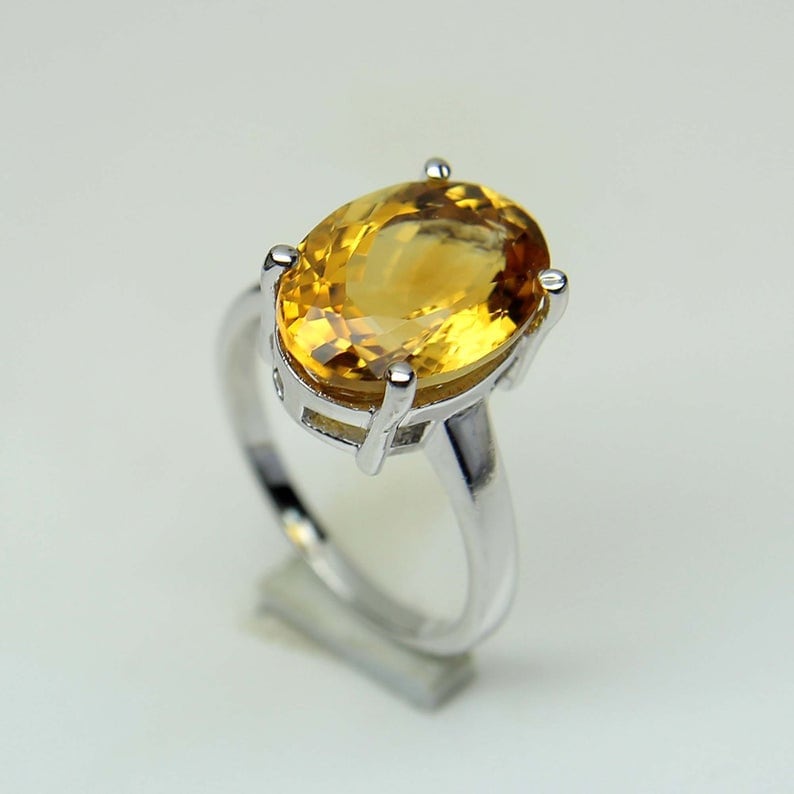 Goldener Topas Ring-Natürliche Topas-925 Silber Ring-statement Ring-Gelber Edelstein Ring-Hochzeit Ring-Royal Ring-Geschenk Für Mama von AFGEMSNJEWELLERY