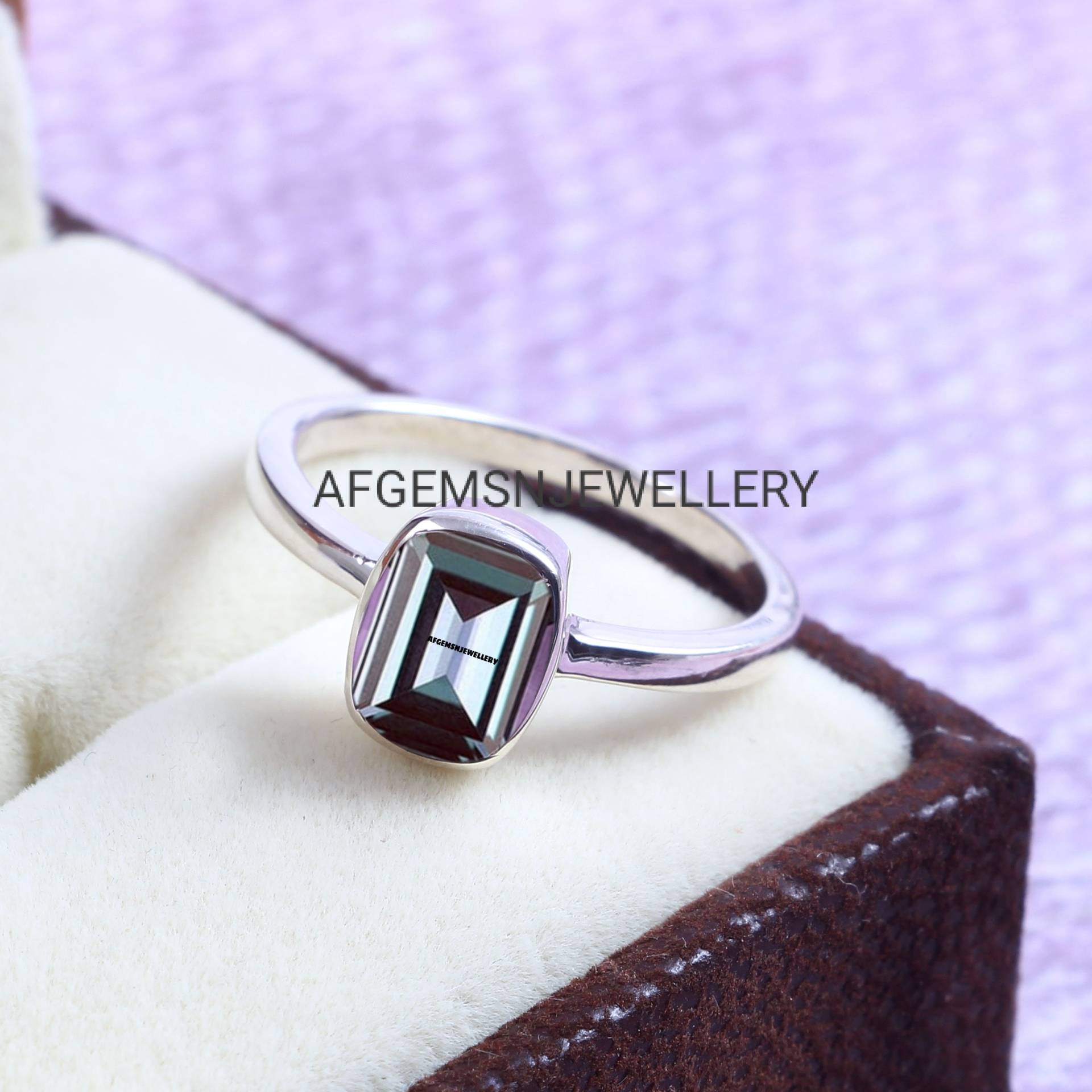 Kissenschnitt Alexandrit Ring - Sterling Silber Teal & Lila Verlobungsring - Juni Geburtsstein - Geschenk Für Sie von AFGEMSNJEWELLERY