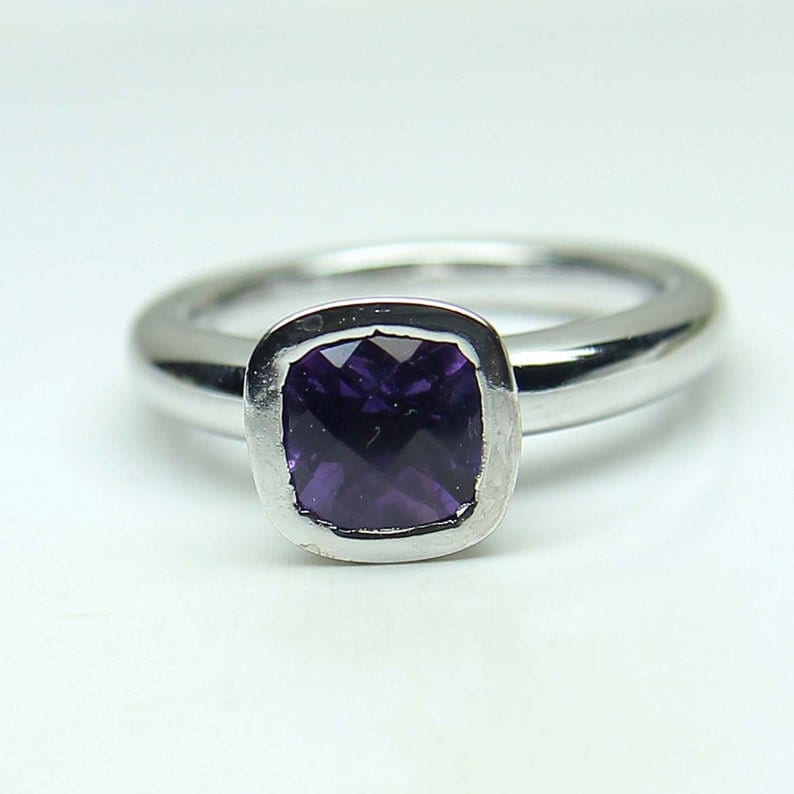 Natürliche Amethyst Ring-Lila Ring-Handmade Silber Ring-Birthstones Ring-Amethyst Ring-925 Silber-Valentine Schmuck von AFGEMSNJEWELLERY