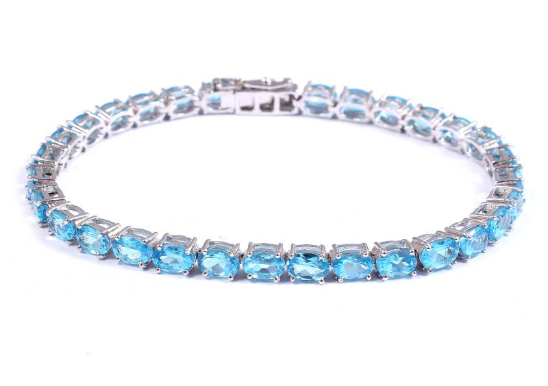Natürliche Blautopas Armband - Tennis Armband-925 Silber Armband-Handmade Armband-Cut Schweizer Blautopas-Einzigartiges Für Braut von AFGEMSNJEWELLERY