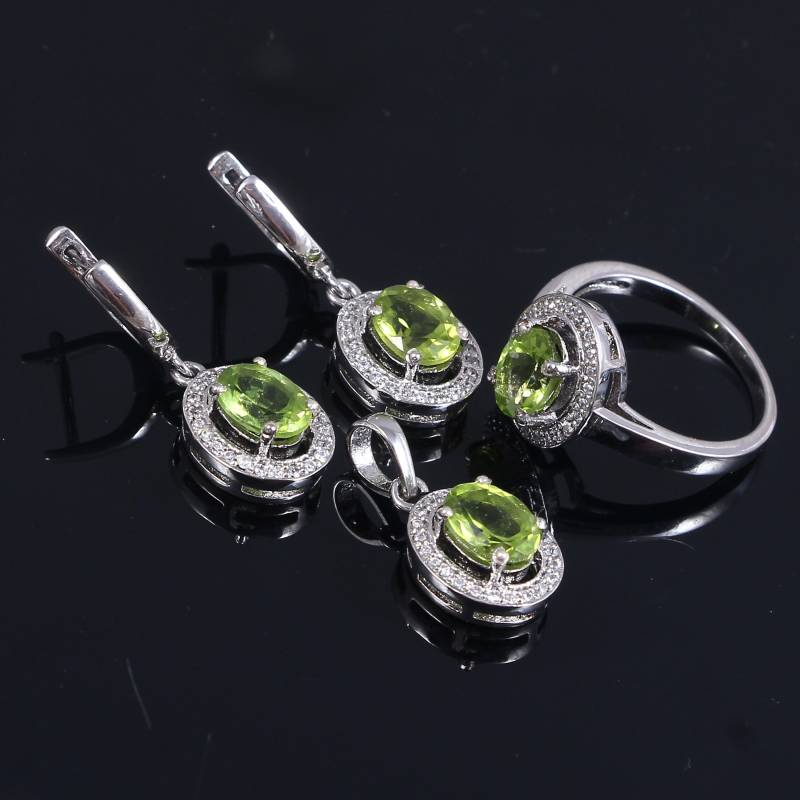 Natürliche Peridot - Edelstein Schmuck Set/Anhänger, Ohrring Und Ring Set/925 Silber Set, Natürliche Set Für Brautjungfer von AFGEMSNJEWELLERY
