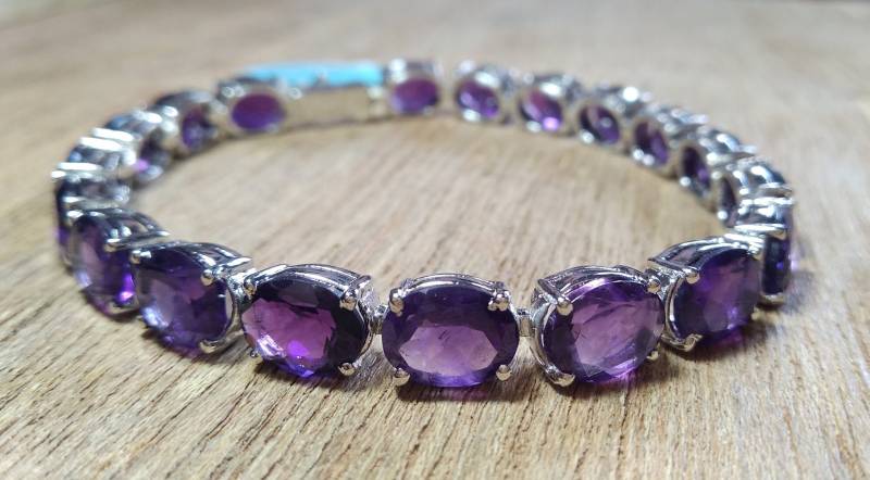 Natürliches Amethyst Armband -Edelstein Tennis Schmuck, 925 Sterling Silber Armband-Lila Steine-Natürliches Für Braut von AFGEMSNJEWELLERY