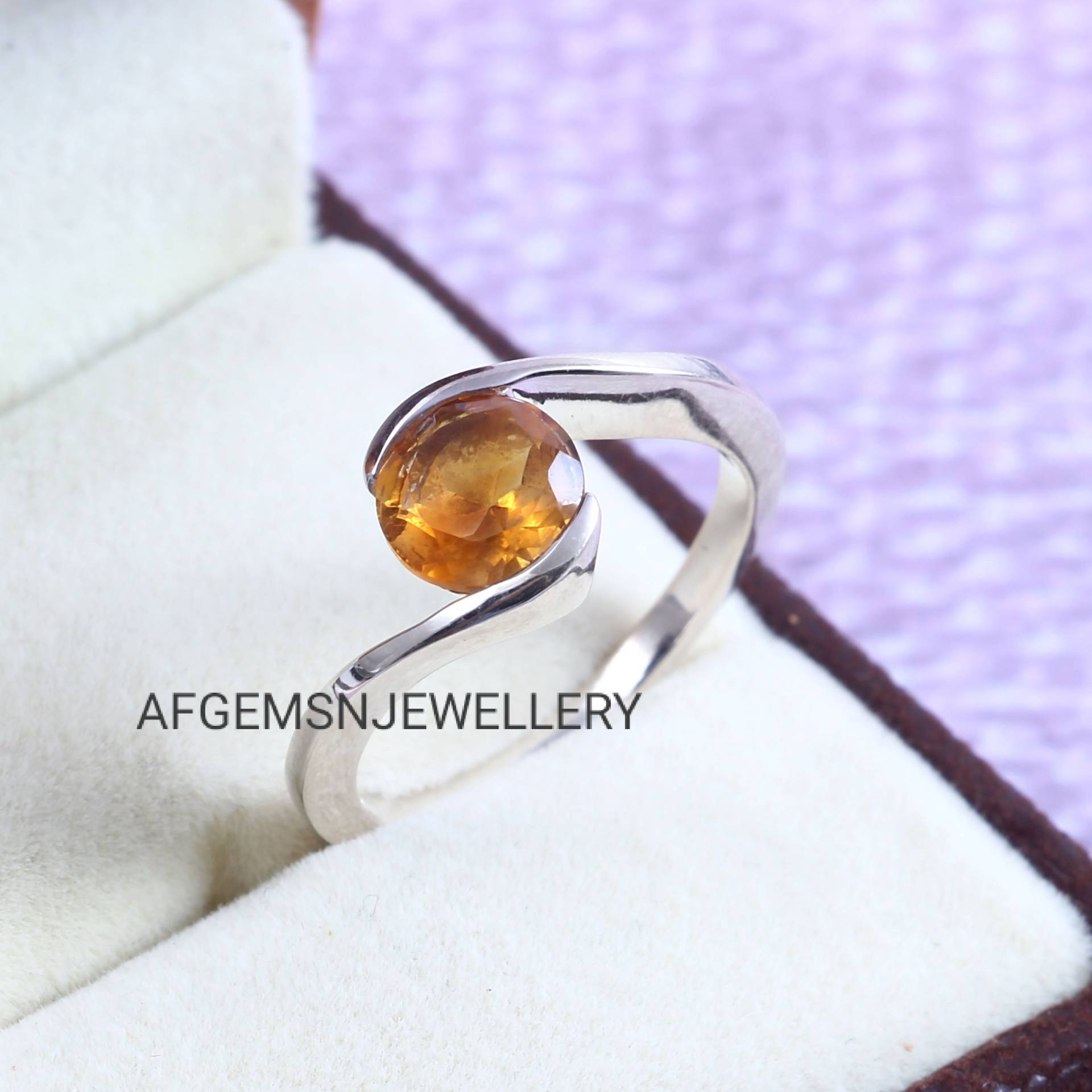 November Birthstone Ring-925 Silber Ring-Gelber Topas Ring-Frauen Ring-Golden Ring-Versprechen Ring von AFGEMSNJEWELLERY
