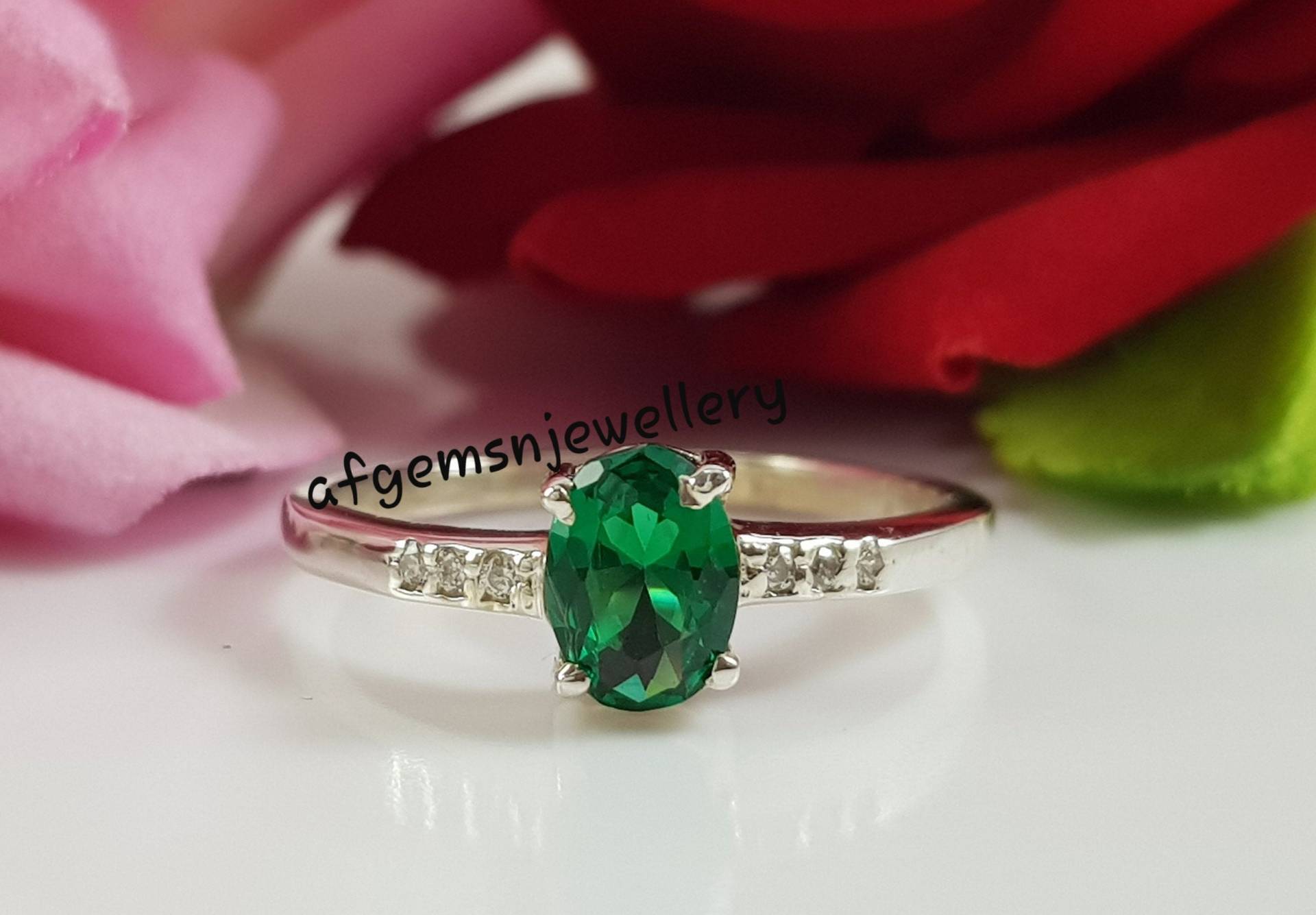 Smaragd Verlobungsringe Für Frauen Smaragdgrüner Ring Hochzeit Jahrestag Geschenk von AFGEMSNJEWELLERY