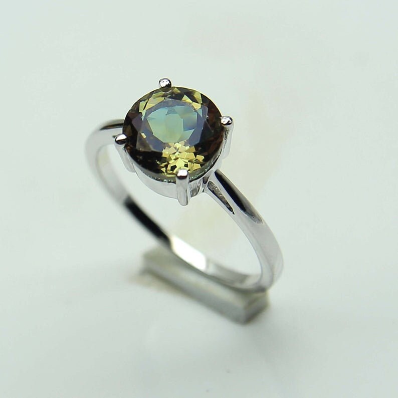 Sultanit Ring-Einzigartig Ring-Sieben Farbwechsel Ring-Sultanit Edelstein Ring-Statement Ring-Runde Geschliffenen Stein-Vorschlag Ring-925 Silber von AFGEMSNJEWELLERY