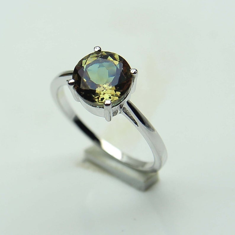 Sultanit Ring-Einzigartig Ring-Sieben Farbwechsel Ring-Sultanit Edelstein Ring-Statement Ring-Runde Geschliffenen Stein-Vorschlag Ring-925 Silber von AFGEMSNJEWELLERY