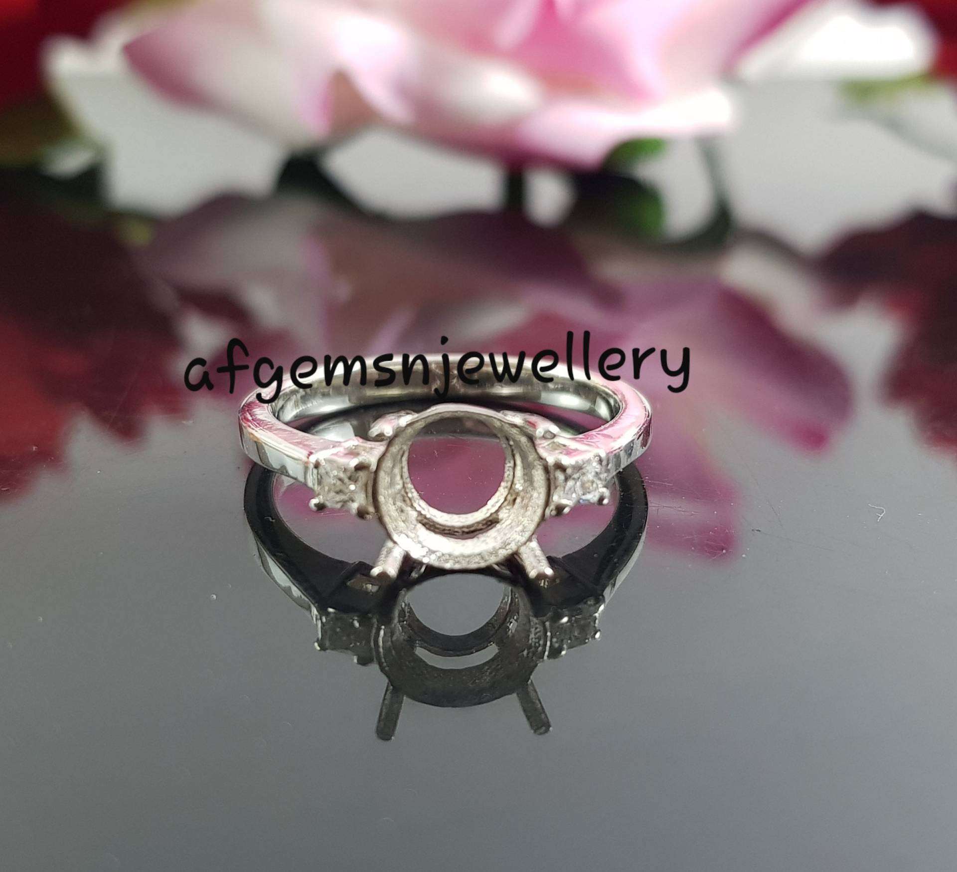 Verlobungsring - 7x7mm Runder Halbmontierungsring-Ohne Stein Ring - 925 Sterling Silber Ring-Vorsteckring von AFGEMSNJEWELLERY