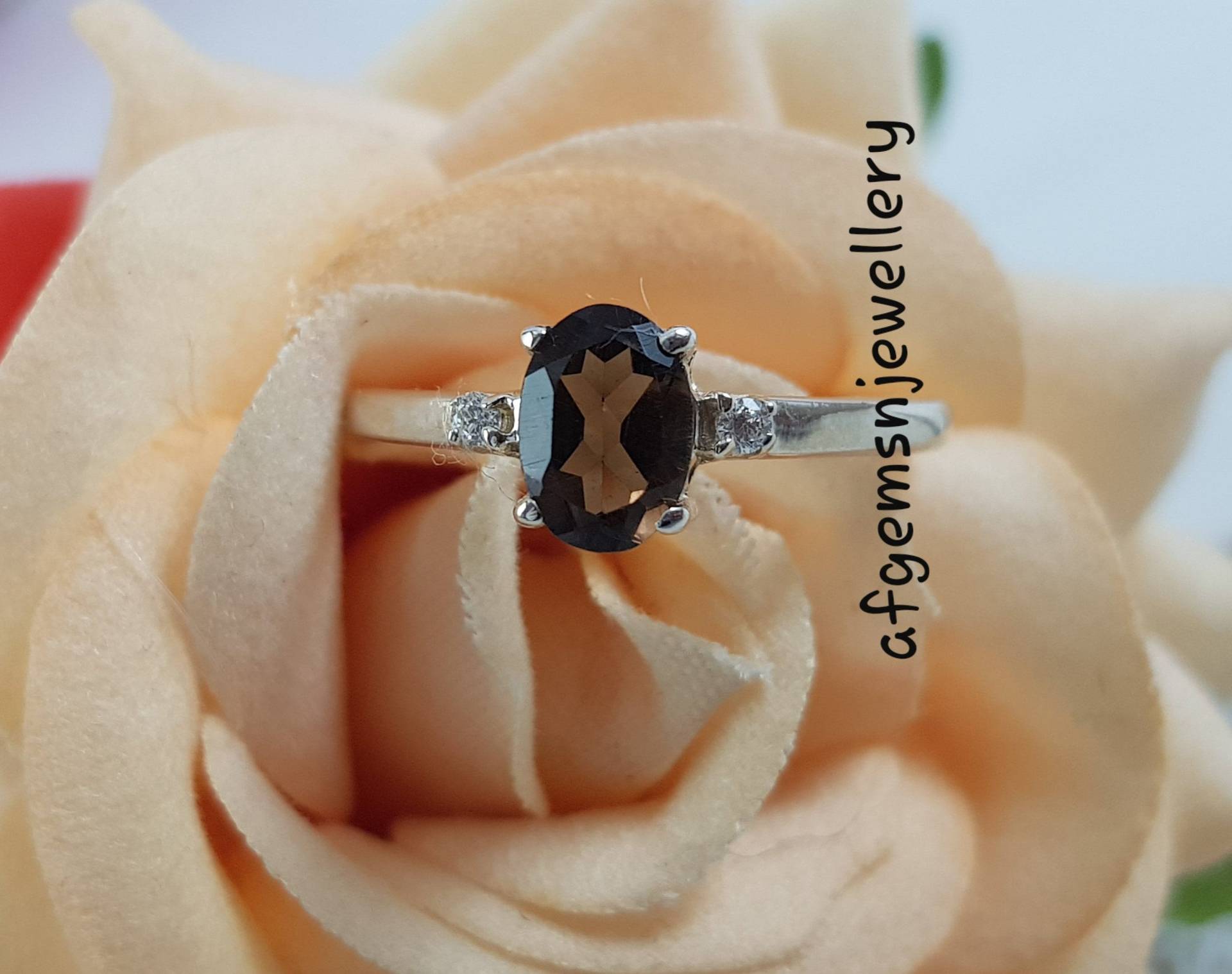 Wunderschöner Vintage Rauchquarz Stein Ring.massives Silber 925.statement Ring.eleganter Design Ring.verlobungsring.perfekter Geschenkring Für Sie von AFGEMSNJEWELLERY