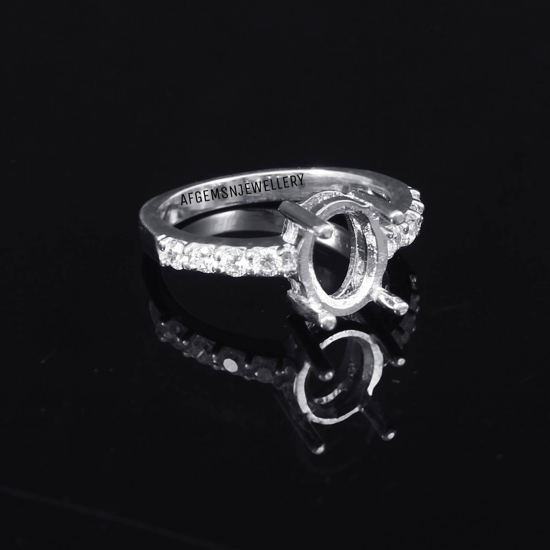 sterling Silber Ring 6x8mm Oval Fassungsring, 925Er Ovaler Ring, Rohlinge Fassungsring von AFGEMSNJEWELLERY