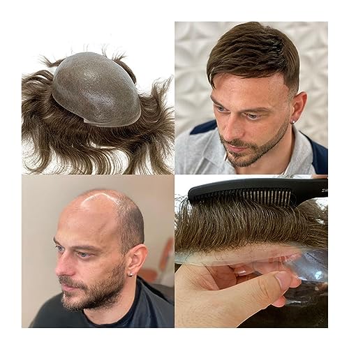 Herren Perücken Toupee Herren Stücke 0.04~0.06MM Dünne Haut V-Schleife Toupee for Menschenhaar 8x10 "Männer PU Poly Toupee Haarwechselsystem Perücken Für Männer (120%) von AFGFGHES