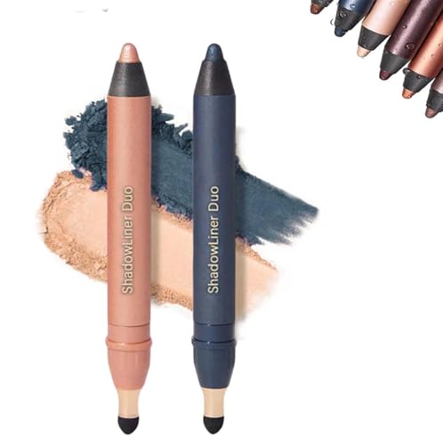 2-in-1 Eyeliner & Eyeshadow - Waterproof, Smudge-Proof Duo Eye shadow Stick with Smudge Brush, Duo Eyeshadow Stick for Effortless Smoky or Natural Eye Makeup (Set B) von AFGQIANG