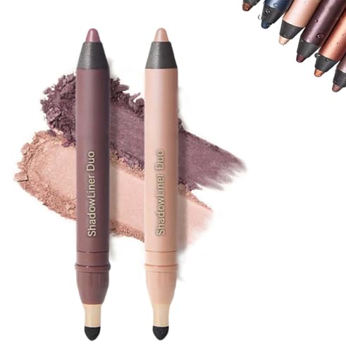 2-in-1 Eyeliner & Eyeshadow - Waterproof, Smudge-Proof Duo Eye shadow Stick with Smudge Brush, Duo Eyeshadow Stick for Effortless Smoky or Natural Eye Makeup (Set C) von AFGQIANG