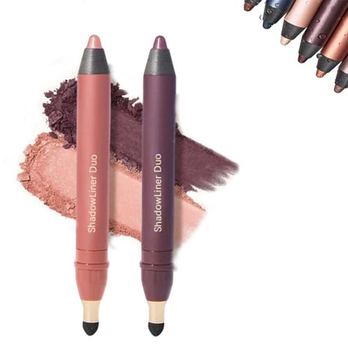 2-in-1 Eyeliner & Eyeshadow - Waterproof, Smudge-Proof Duo Eye shadow Stick with Smudge Brush, Duo Eyeshadow Stick for Effortless Smoky or Natural Eye Makeup (Set D) von AFGQIANG