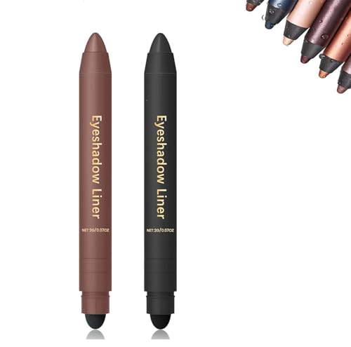 2-in-1 Eyeliner & Eyeshadow - Waterproof, Smudge-Proof Duo Eye shadow Stick with Smudge Brush, Duo Eyeshadow Stick for Effortless Smoky or Natural Eye Makeup (Set E) von AFGQIANG