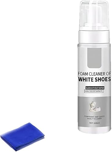 AFGQIANG Unbloo Schaumstoff-Schuhreiniger, Unbloo wasserfreier Schaumstoff-Schuhreiniger mit Handtuch, bequem und tragbar für verschiedene Stoffe, sanfte Formel, weiß, Einheitsgröße von AFGQIANG
