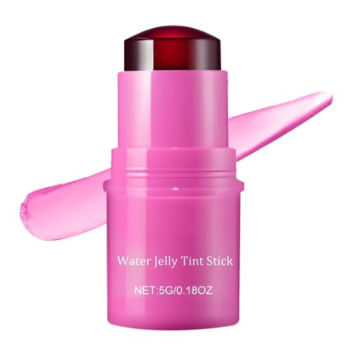 Cooling Water Jelly Tint Stick, Milk Cooling Water Jelly Tint Lip Gloss, Milk Jelly Tint Jelly Blush Stick, Milk Blush,Sheer Lip & Cheek Stain, Long Lasting Jelly Texture Moisturising (Purple) von AFGQIANG