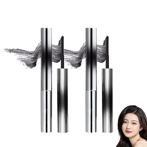 Iron Wand Mascara - New Brushless Metal Wand Mascara Black Washable Metal Mascaras,3D Curling Eyelash Mascaras, Long-Lasting, Sweat-Proof, Lengthening, Quick-Drying and Reuse (Black*2) von AFGQIANG