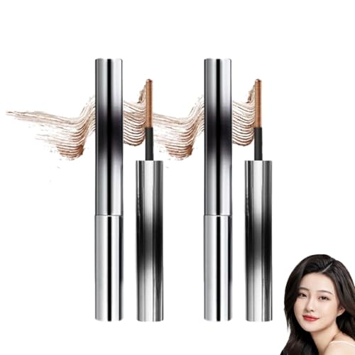 Iron Wand Mascara - New Brushless Metal Wand Mascara Black Washable Metal Mascaras,3D Curling Eyelash Mascaras, Long-Lasting, Sweat-Proof, Lengthening, Quick-Drying and Reuse (Brown*2) von AFGQIANG
