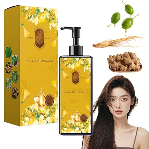 Takuyi Cool Shampoo, pflegendes Haarfarb-Shampoo auf Pflanzenbasis, langanhaltende Grauabdeckung mit blumigem Duft, Einzelwirkstoff, Blumenfarbe, natürliches Haarfarb-Shampoo, für Männer und Frauen von AFGQIANG