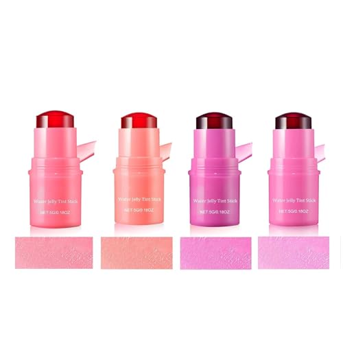 Water Jelly Tint Stick,Milk Cooling Water Jelly Tint Lip Gloss,Milk Jelly Tint Jelly Blush Stick,Sheer Lip & Cheek Stain,Long Lasting Jelly Texture Moisturising,1000+ Swipes Per Stick,5g (Mix 4PC) von AFGQIANG