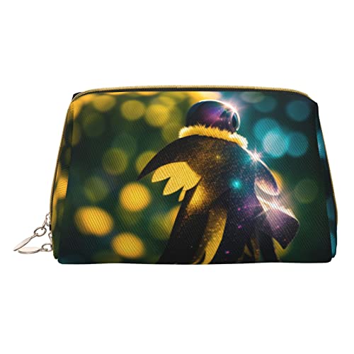 AFINDI Make-up-Tasche aus Leder mit Sonnenblumen, tragbar, vielseitig, mit Reißverschluss, Reise-Kosmetik-Organizer für Damen/Mädchen, Blitz-Anhänger, Einheitsgröße von AFINDI