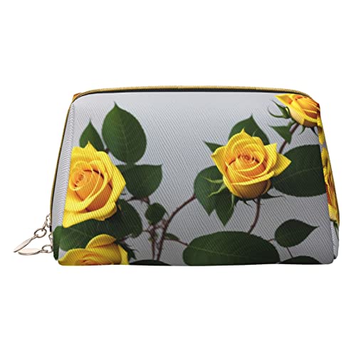 AFINDI Make-up-Tasche aus Leder mit Sonnenblumen, tragbar, vielseitig, mit Reißverschluss, Reise-Kosmetik-Organizer für Damen/Mädchen, Violett (Blume), Einheitsgröße von AFINDI