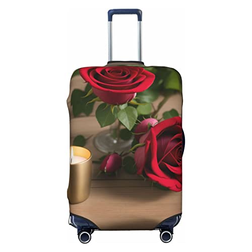 AFINDI Nelkenblumen-Gepäckabdeckung für Koffer, Gepäckhüllen, passend für 45,7-81,3 cm Gepäck, waschbar/hohe Elastizität, Kerzen und rote Rose, Medium von AFINDI
