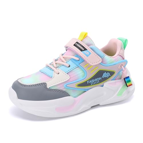 AFJYG Kinderschuhe Junge Sportschuhe Mädchen Turnschuhe Atmungsaktiv Kinder Sneaker Leicht Klettverschluss Rosa EU 30 von AFJYG