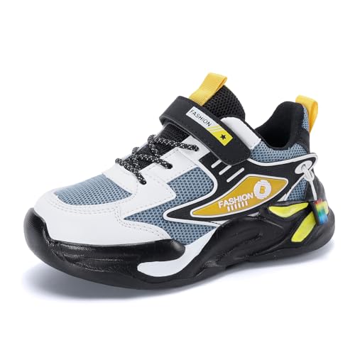 AFJYG Kinderschuhe Junge Sportschuhe Mädchen Turnschuhe Atmungsaktiv Kinder Sneaker Leicht Klettverschluss Schwarz EU 39 von AFJYG