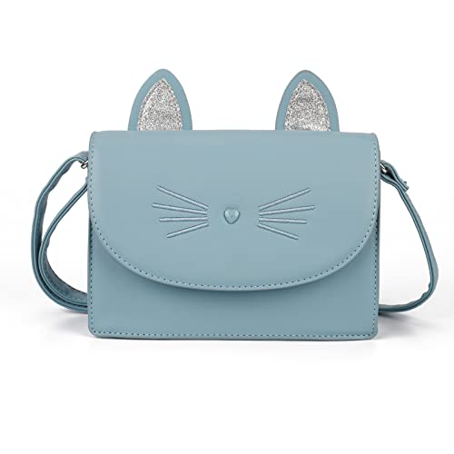 AFKOMST Niedliche Geldbörsen für Teenager, Mädchen, kleine Umhängetasche und Handtaschen, Katzengeschenk für Kinder, blau, Small von AFKOMST