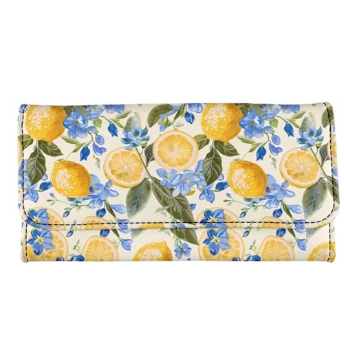 AFPANQZ Damen Leder Lange Clutch Geldbörse Kartenhalter Reißverschluss Innentasche Multi-Kartenfächer Tri-Fold Geldbörsen, Zitrone, Einheitsgröße von AFPANQZ