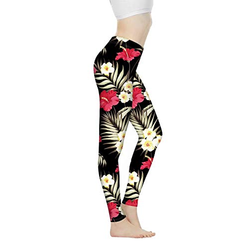 AFPANQZ Sportliche Leggings für Damen, hohe Taille, Performance, Activewear, volle Länge, Bauchkontrolle, Yoga, Scrunch, Butt Lift Hosen, Hibiskus, M von AFPANQZ