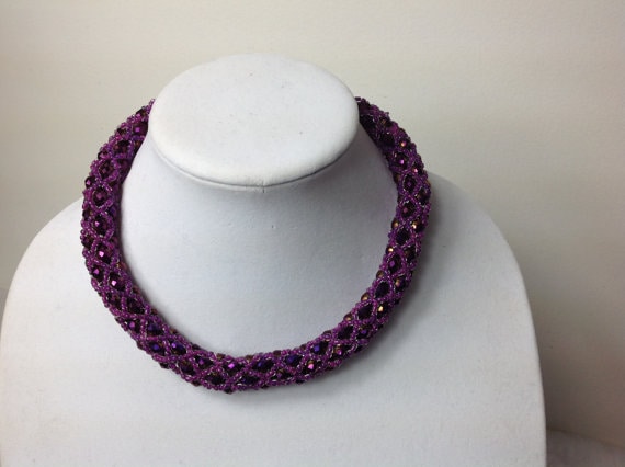 Lila Kristall Perlenkette Set 16 "Rocailles Schmuck Lila Kristall Perlenkette Set 16 "Rocailles Schmuck von AFRICANFABRICSPOT