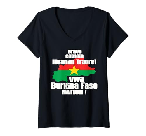 Damen Bravo-Kapitän Ibrahim Traore! Viva Burkina Faso NATION! T-Shirt mit V-Ausschnitt von AFRIKA NATION HOOD MATTERS RISE UP ZITATE SPRÜCHE
