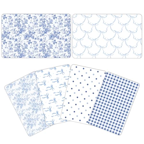 AFRITEE 6 Stück Kreditkarten-Skin-Aufkleber, blaues Blumenmuster, Debitkarten-Aufkleber für Frauen, Coquettte-Schleifen, wasserdichte Skins für Bank, EBT-Schlüssel, Transport, Kreativität, Dekoration von AFRITEE