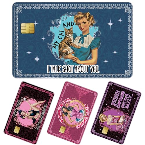 AFRITEE Kreditkartenhüllen, Vintage-Design, personalisierbar, für Mädchen, wasserdicht, mattiert, Ästhetik, Kreditkarten, Aufkleber, DIY, Bankschlüssel, Karten, Dekorationen, Geschenk für Frauen, 4 von AFRITEE
