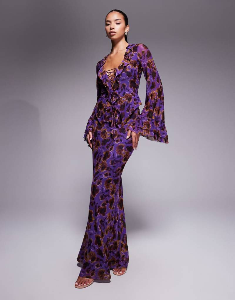 AFRM - Maxirock in Lila mit Blumenmuster, Kombiteil AFRM - Maxirock in Lila mit Blumenmuster, Kombiteil von AFRM