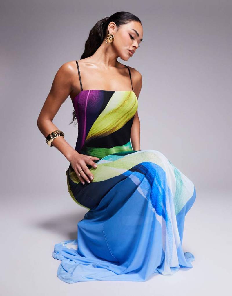 AFRM - Shea - Maxikleid aus Netzstoff mit Body in Schwarz mit Lotusprint-Bunt AFRM - Shea - Maxikleid aus Netzstoff mit Body in Schwarz mit Lotusprint-Bunt von AFRM