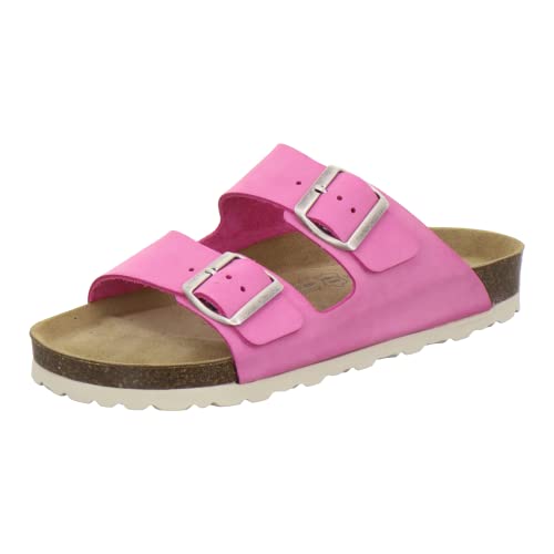 AFS-Schuhe 2100, Bequeme Damen Pantoletten echt Leder, praktische Arbeitsschuhe, Hausschuhe, Handmade in Germany (38 EU, Fuchsia Nubuk) von AFS-Schuhe