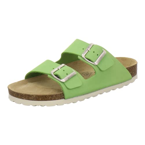 AFS-Schuhe 2100, Bequeme Damen Pantoletten echt Leder, praktische Arbeitsschuhe, Hausschuhe, Handmade in Germany (40 EU, Grün/Apfel) von AFS-Schuhe