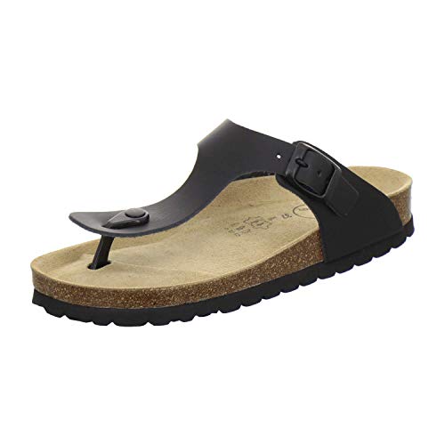 AFS-Schuhe 2107, Sommerschuhe Damen Sandale aus Leder, Bequeme Pantoletten mit Fussbett Made in Germany (39 EU, schwarz glatt) von AFS-Schuhe