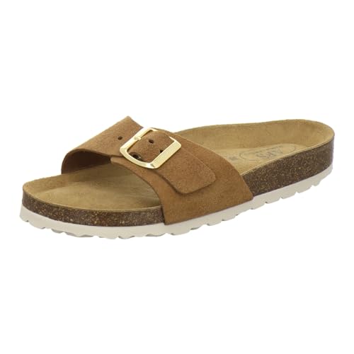 AFS-Schuhe 2112, modische Damen-Pantoletten, hochwertiges, echtes Leder, Made in Germany (41 EU, Cognac Velour) von AFS-Schuhe