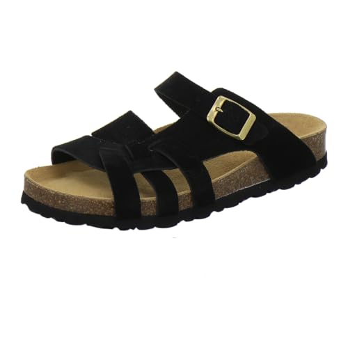 AFS-Schuhe 2122, Damen Pantoletten aus echtem Leder, hochwertige Hausschuhe für Frauen mit Eva-Sohle, Made in Germany (41 EU, schwarz Velour) von AFS-Schuhe