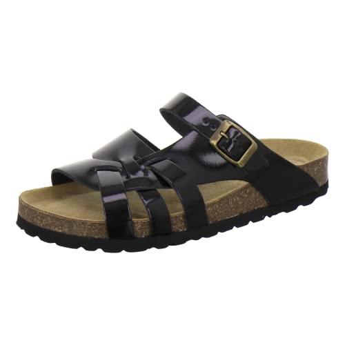 AFS-Schuhe 2122 Damen Pantoletten Sommer aus echtem Leder, hochwertige Sandalen für Frauen, Made in Germany (39 EU, schwarz Lackleder) von AFS-Schuhe