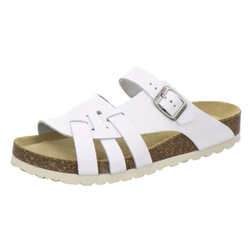 AFS-Schuhe 2122 Damen Pantoletten Sommer aus echtem Leder, hochwertige Sandalen für Frauen, Made in Germany (43 EU, weiß Glattleder) von AFS-Schuhe