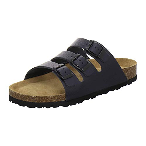 AFS-Schuhe 2133, sportliche Damen Pantoletten aus Leder, praktische Arbeitsschuhe, Bequeme Hausschuhe, Made in Germany (37 EU, Navy Glattleder) von AFS-Schuhe