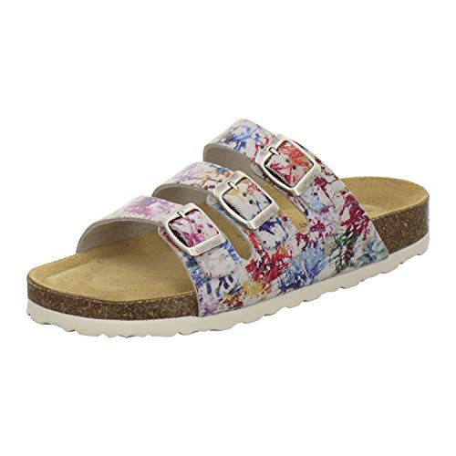 AFS-Schuhe 2133 sportliche Damen Pantoletten aus Leder, praktische Arbeitsschuhe, Bequeme Hausschuhe, Made in Germany (42 EU, Mehrfarbig/bunt) von AFS-Schuhe