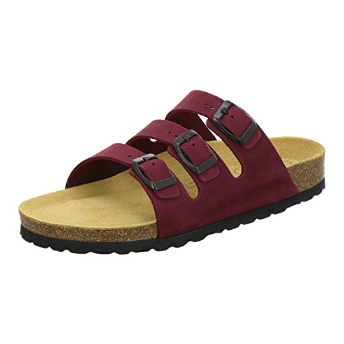 AFS-Schuhe 2133 sportliche Damen Pantoletten aus Leder, praktische Arbeitsschuhe, Bequeme Hausschuhe, Made in Germany (45 EU, Rot/Beere) von AFS-Schuhe