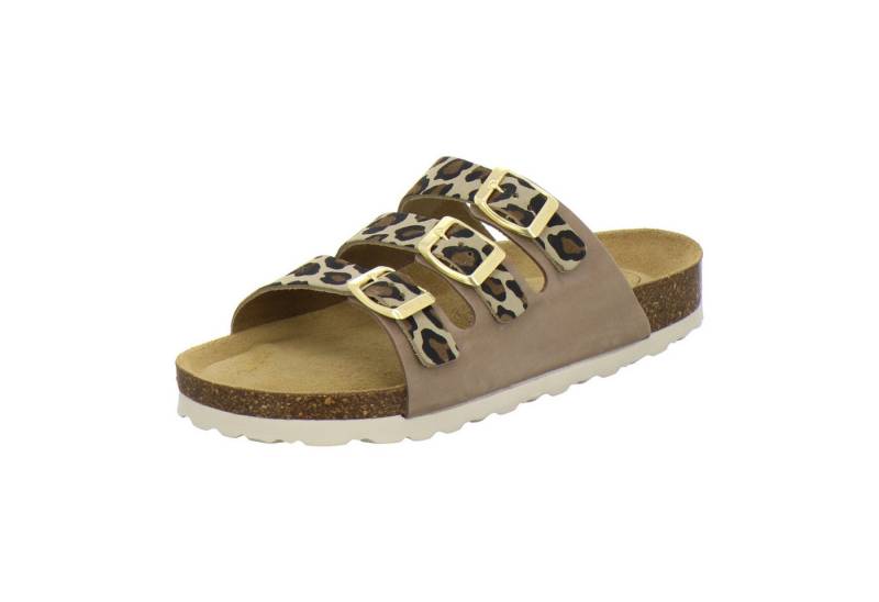 AFS-Schuhe 213398 Dreischnaller Pantolette für Damen mit Fußbett, bequeme Sandalen aus Leder von AFS-Schuhe