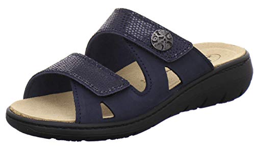 AFS-Schuhe 2808, komfortable Damen-Pantoletten aus Leder, praktische Arbeitsschuhe mit Wechselfußbett, Bequeme Hausschuhe (36 EU, Blau/Navy) von AFS-Schuhe